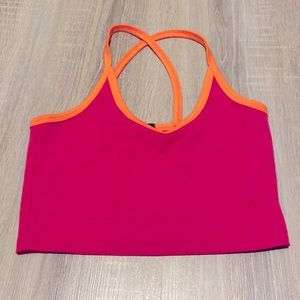 hot pink cross back shein crop top